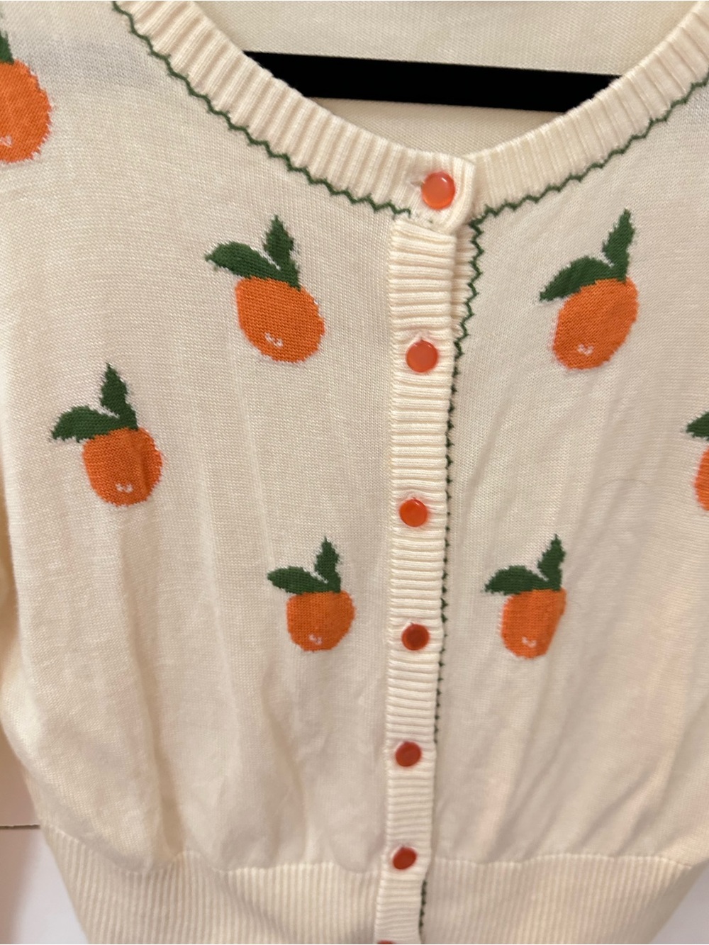 Voodoo Vixen XXL embroidered cream-oranges crop vintage inspired cardigan 50's - Picture 7 of 16